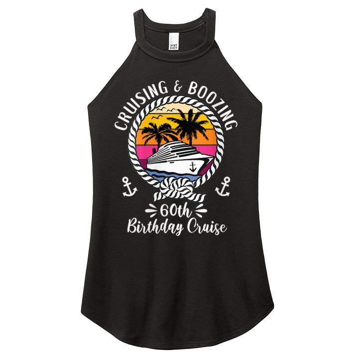 WoM.e.ns Funny Cruise Ship Cruising and Boozing 60th Birthday Cruise V-Neck Women's Perfect Tri Rocker Tank