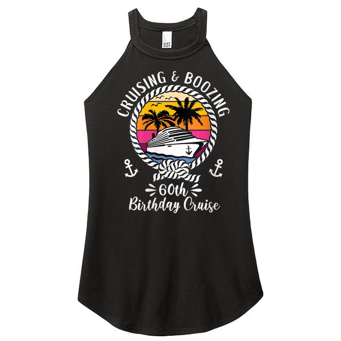 WoM.e.ns Funny Cruise Ship Cruising and Boozing 60th Birthday Cruise V-Neck Women's Perfect Tri Rocker Tank