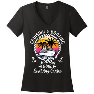 WoM.e.ns Funny Cruise Ship Cruising and Boozing 60th Birthday Cruise V-Neck Women's V-Neck T-Shirt