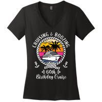 WoM.e.ns Funny Cruise Ship Cruising and Boozing 60th Birthday Cruise V-Neck Women's V-Neck T-Shirt