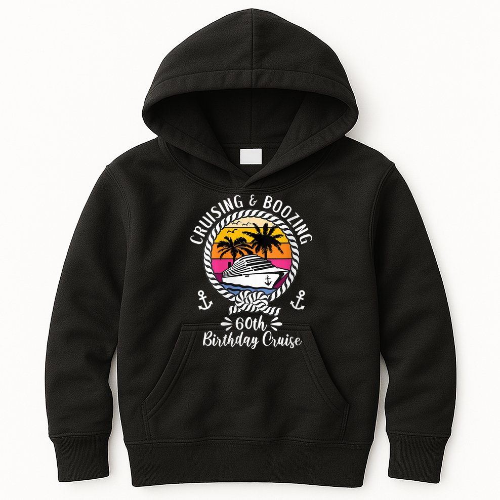 WoM.e.ns Funny Cruise Ship Cruising and Boozing 60th Birthday Cruise V-Neck Kids Hoodie