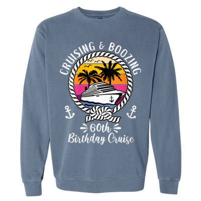 WoM.e.ns Funny Cruise Ship Cruising and Boozing 60th Birthday Cruise V-Neck Garment-Dyed Sweatshirt