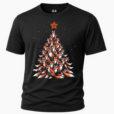 Women Fox Christmas Tree Fox Xmas Tree Gift Performance Shirt