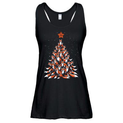 Women Fox Christmas Tree Fox Xmas Tree Gift Ladies Essential Flowy Tank