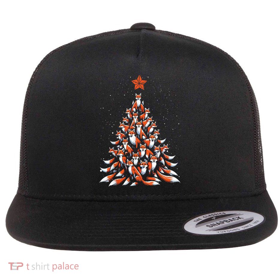 Women Fox Christmas Tree Fox Xmas Tree Gift Flatbill Hat