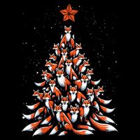 Women Fox Christmas Tree Fox Xmas Tree Gift Zip Tote Bag