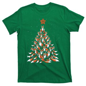 Women Fox Christmas Tree Fox Xmas Tree Gift T-Shirt