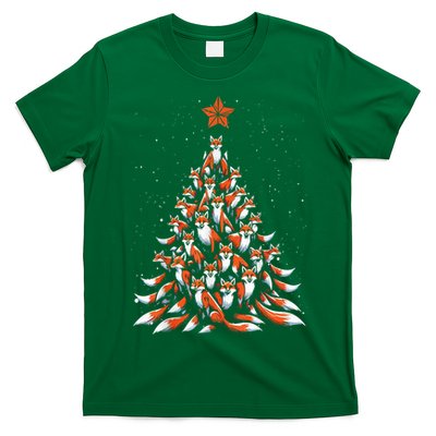 Women Fox Christmas Tree Fox Xmas Tree Gift T-Shirt