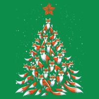 Women Fox Christmas Tree Fox Xmas Tree Gift Button
