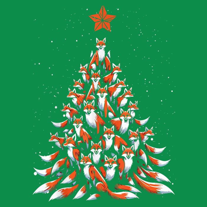 Women Fox Christmas Tree Fox Xmas Tree Gift Button