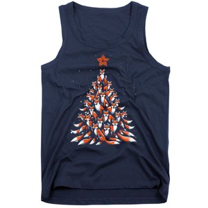 Women Fox Christmas Tree Fox Xmas Tree Gift Tank Top