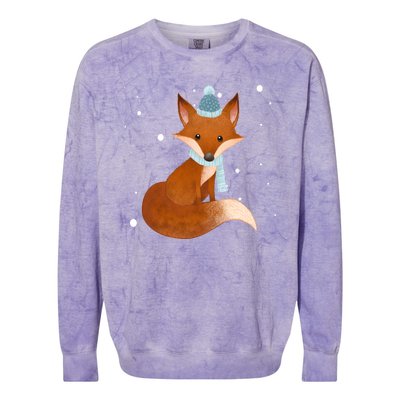 Winter Fox Cute Colorblast Crewneck Sweatshirt