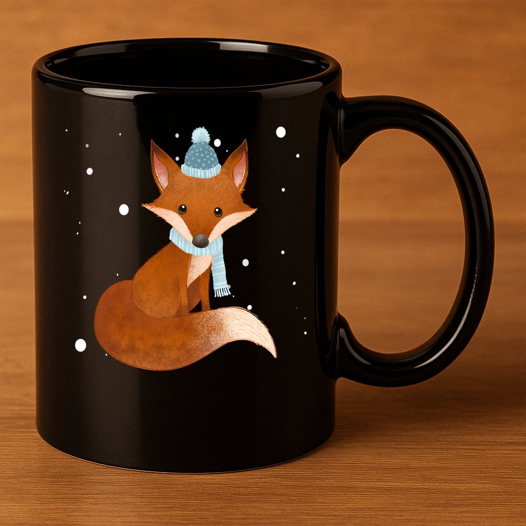 Winter Fox Cute 11oz C Handle Ceramic Mug