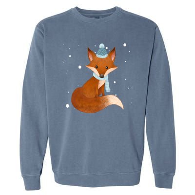 Winter Fox Cute Garment-Dyed Sweatshirt