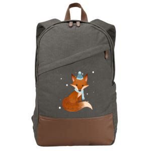 Winter Fox Cute Cotton Canvas Backpack