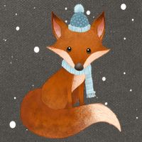 Winter Fox Cute Cotton Canvas Backpack