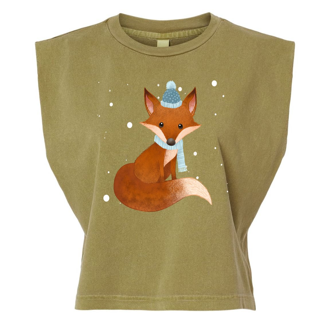 Winter Fox Cute Garment-Dyed Women's Muscle Tee
