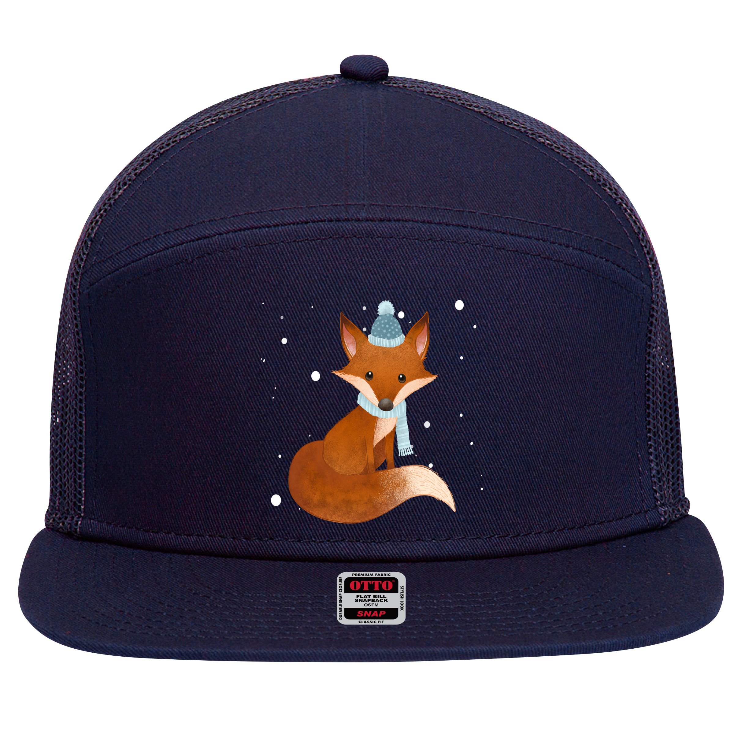 Winter Fox Cute 7 Panel Mesh Trucker Snapback Hat