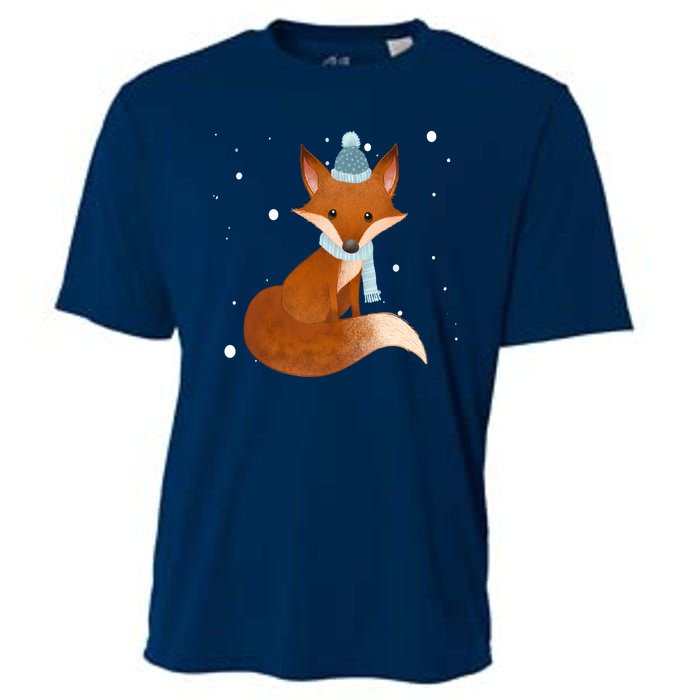 Winter Fox Cute Cooling Performance Crew T-Shirt