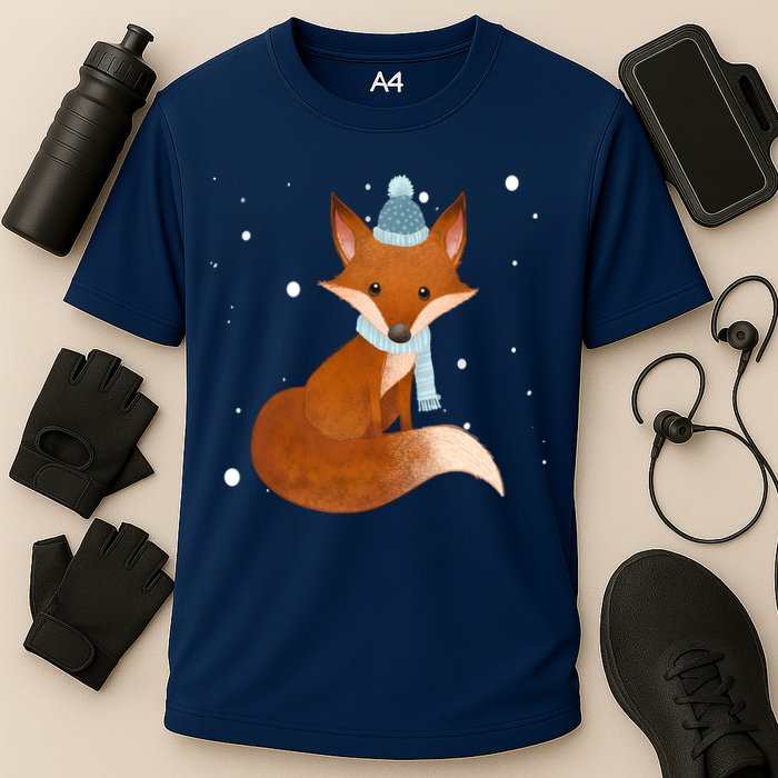 Winter Fox Cute Cooling Performance Crew T-Shirt
