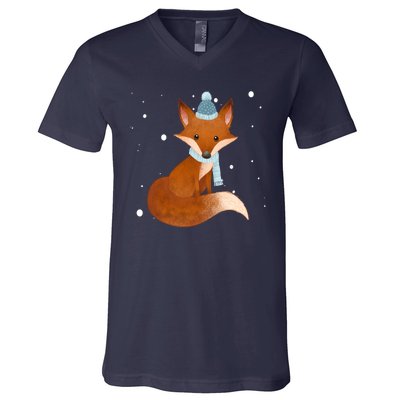 Winter Fox Cute V-Neck T-Shirt