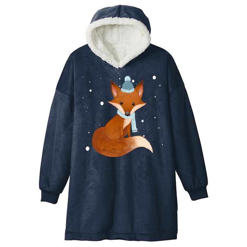 Winter Fox Cute Hooded Wearable Blanket