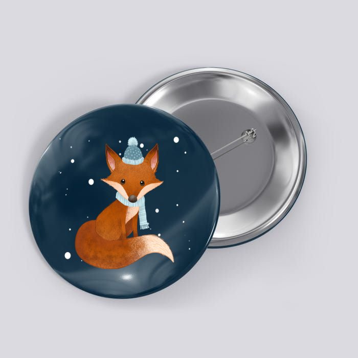 Winter Fox Cute Button