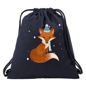 Winter Fox Cute Drawstring Bag