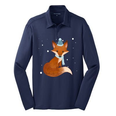 Winter Fox Cute Silk Touch Performance Long Sleeve Polo