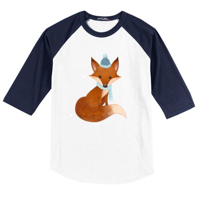 Winter Fox Cute Baseball Sleeve Shirt