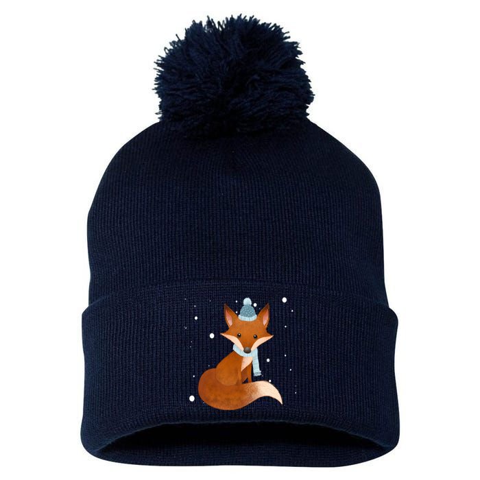 Winter Fox Cute Pom Pom 12in Knit Beanie