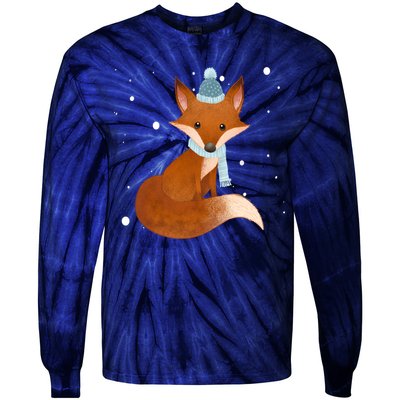 Winter Fox Cute Tie-Dye Long Sleeve Shirt