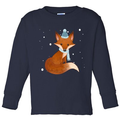 Winter Fox Cute Toddler Long Sleeve Shirt