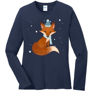 Winter Fox Cute Ladies Long Sleeve Shirt