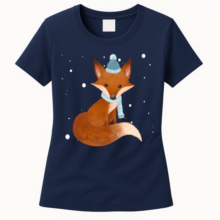Winter Fox Cute Womens T-Shirt