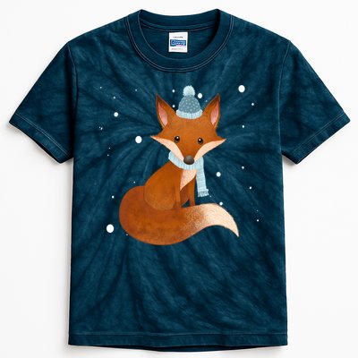 Winter Fox Cute Kids Tie-Dye T-Shirt