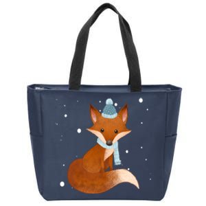 Winter Fox Cute Zip Tote Bag