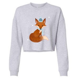 Winter Fox Cute Cropped Pullover Crew