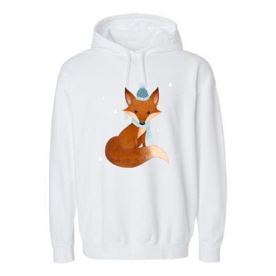 Winter Fox Cute Garment-Dyed Fleece Hoodie