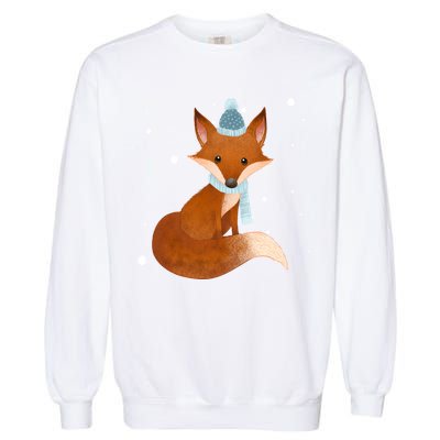 Winter Fox Cute Garment-Dyed Sweatshirt