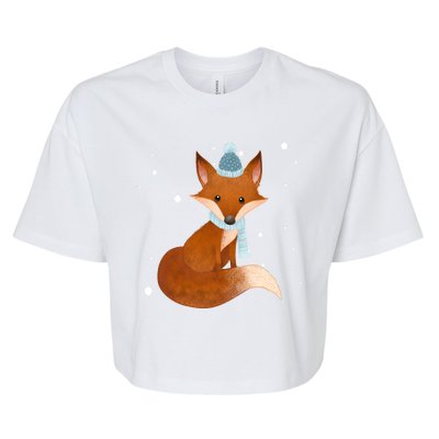 Winter Fox Cute Bella+Canvas Jersey Crop Tee