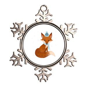 Winter Fox Cute Metallic Star Ornament