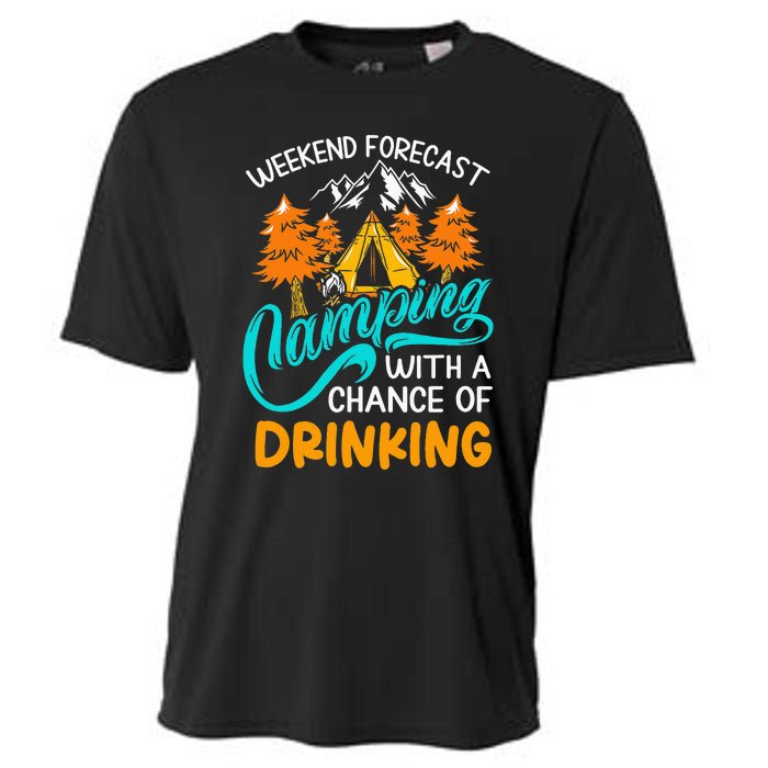 Weekend forecast camping a chance of drinking Cooling Performance Crew T-Shirt