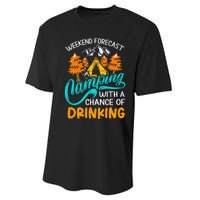 Weekend forecast camping a chance of drinking Performance Sprint T-Shirt