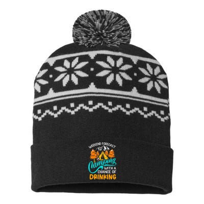 Weekend forecast camping a chance of drinking USA-Made Snowflake Beanie