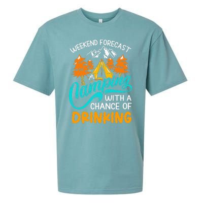 Weekend forecast camping a chance of drinking Sueded Cloud Jersey T-Shirt