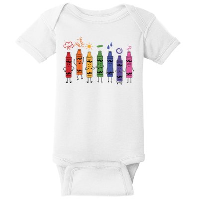 Womens Fashionable Crayon Mood Color Crayons Teacher Life Baby Bodysuit