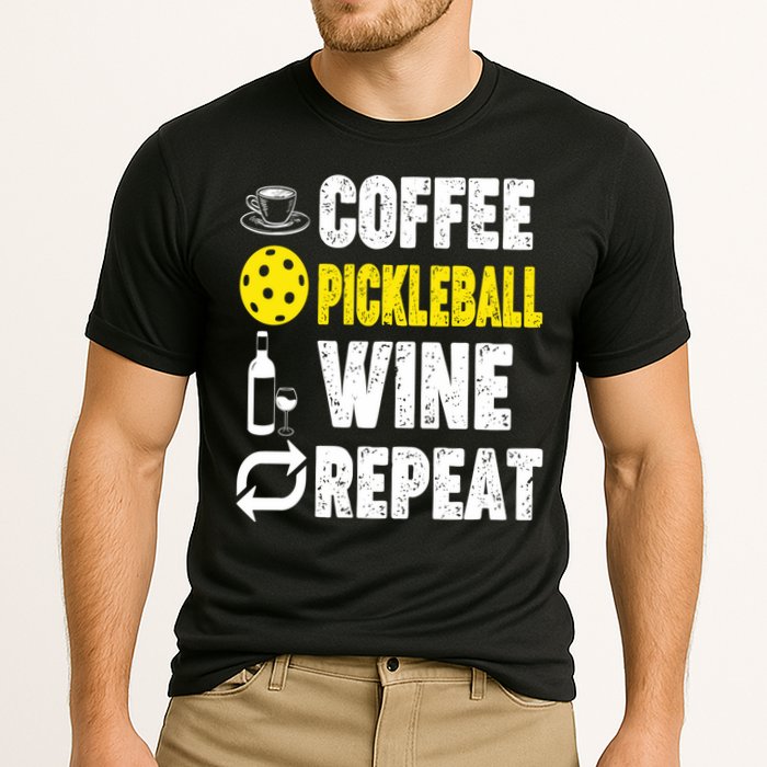  Funny Coffee Pickleball Wine Repeat Gift Cooling Performance Crew T-Shirt