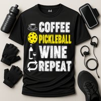  Funny Coffee Pickleball Wine Repeat Gift Cooling Performance Crew T-Shirt