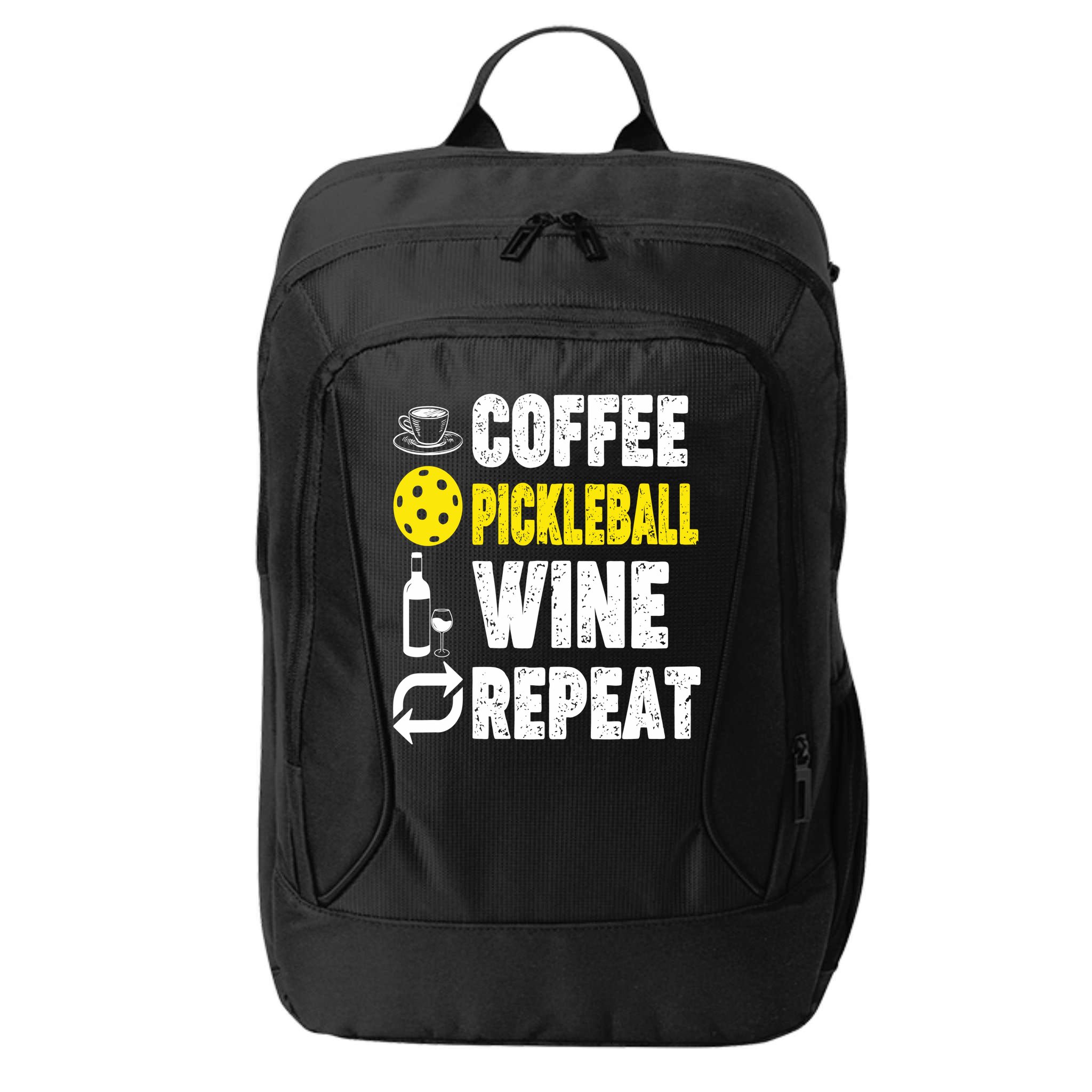  Funny Coffee Pickleball Wine Repeat Gift City Backpack